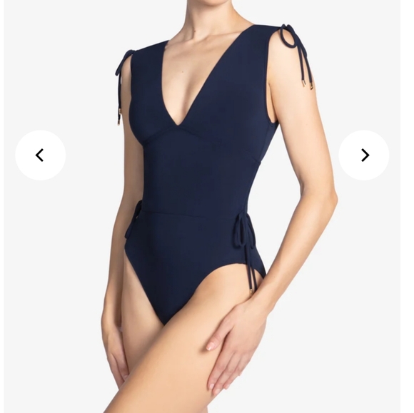 Robin Piccone Teal NWT 6 Plunge One-Piece Swimsuit - Picture 1 of 9